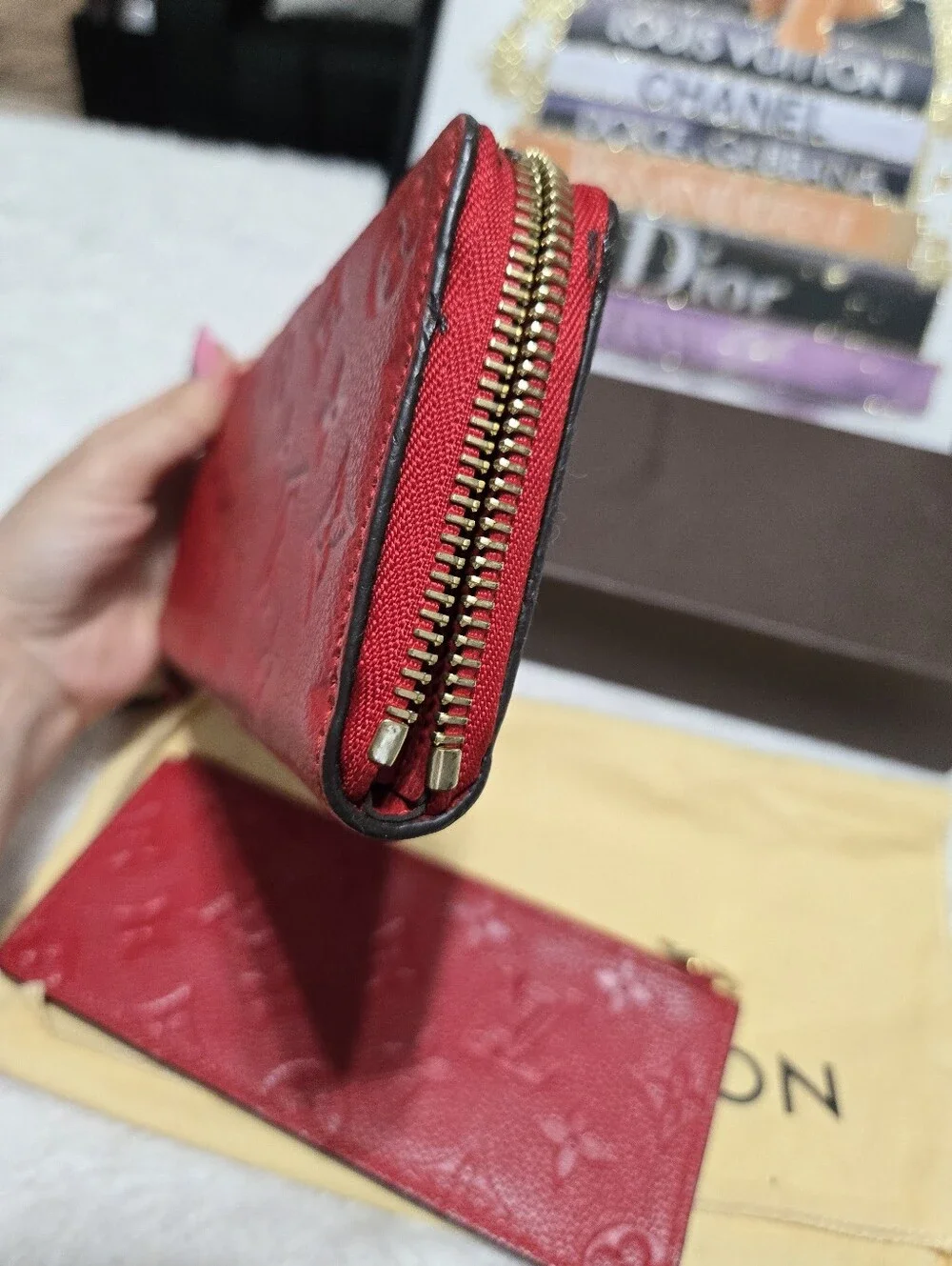 🔥 Louis Vuitton Empriente Leather Red Celemence Wallet With Pouch 🔥